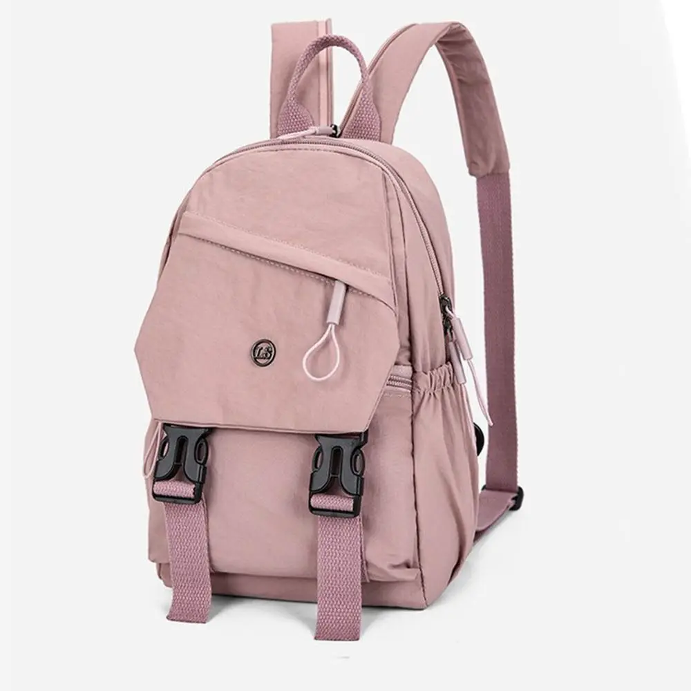 Minimalist Anti Theft Women Nylon Backpack Japanese Style Large Capacity Travel Shoulder Bag Solid Color Student Schoolbag Daily