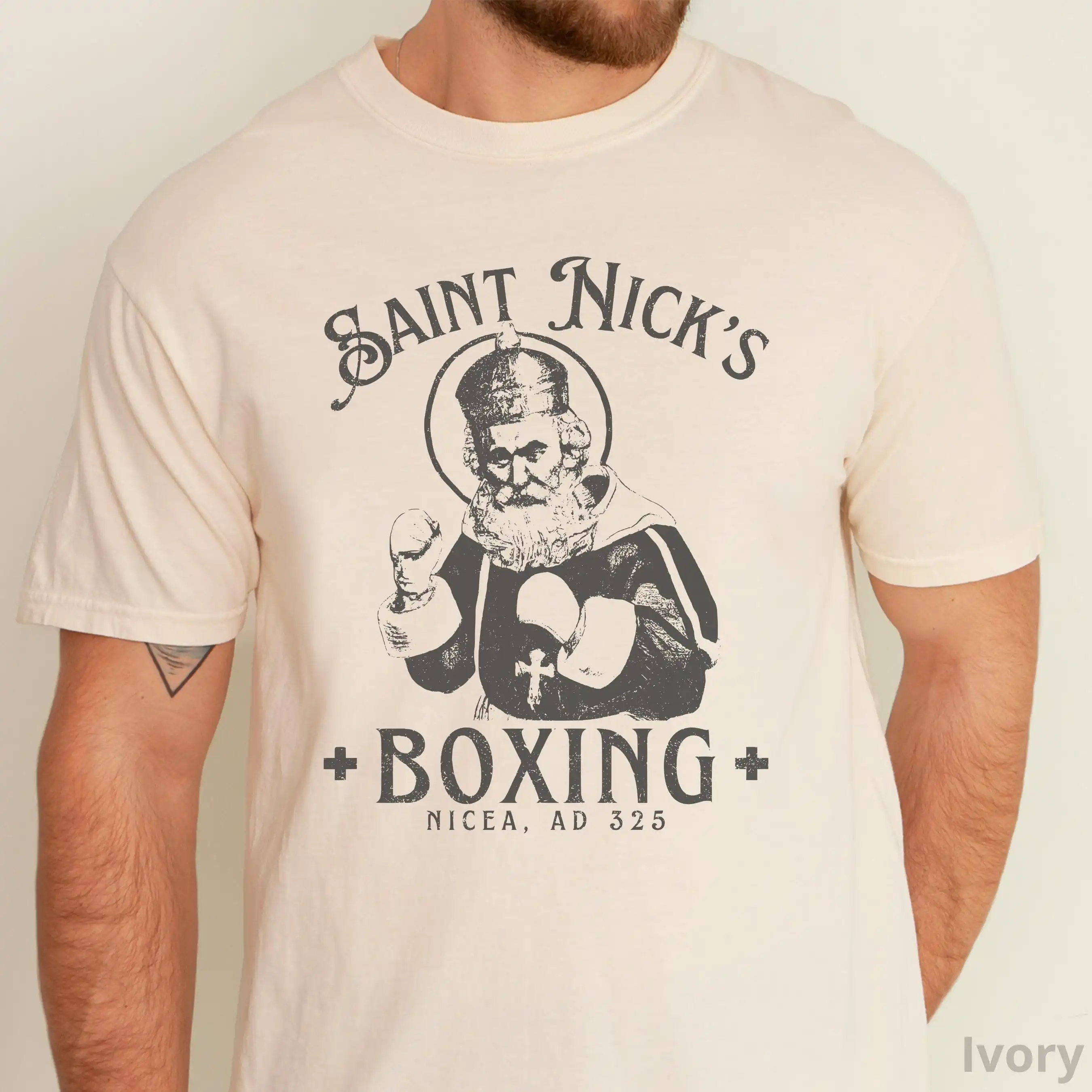 Funny Christmas Shirt,  Saint Nick's Boxing Club Unisex T-Shirt, Saint Nicholas Xmas Tee, Reformed Christian GIft