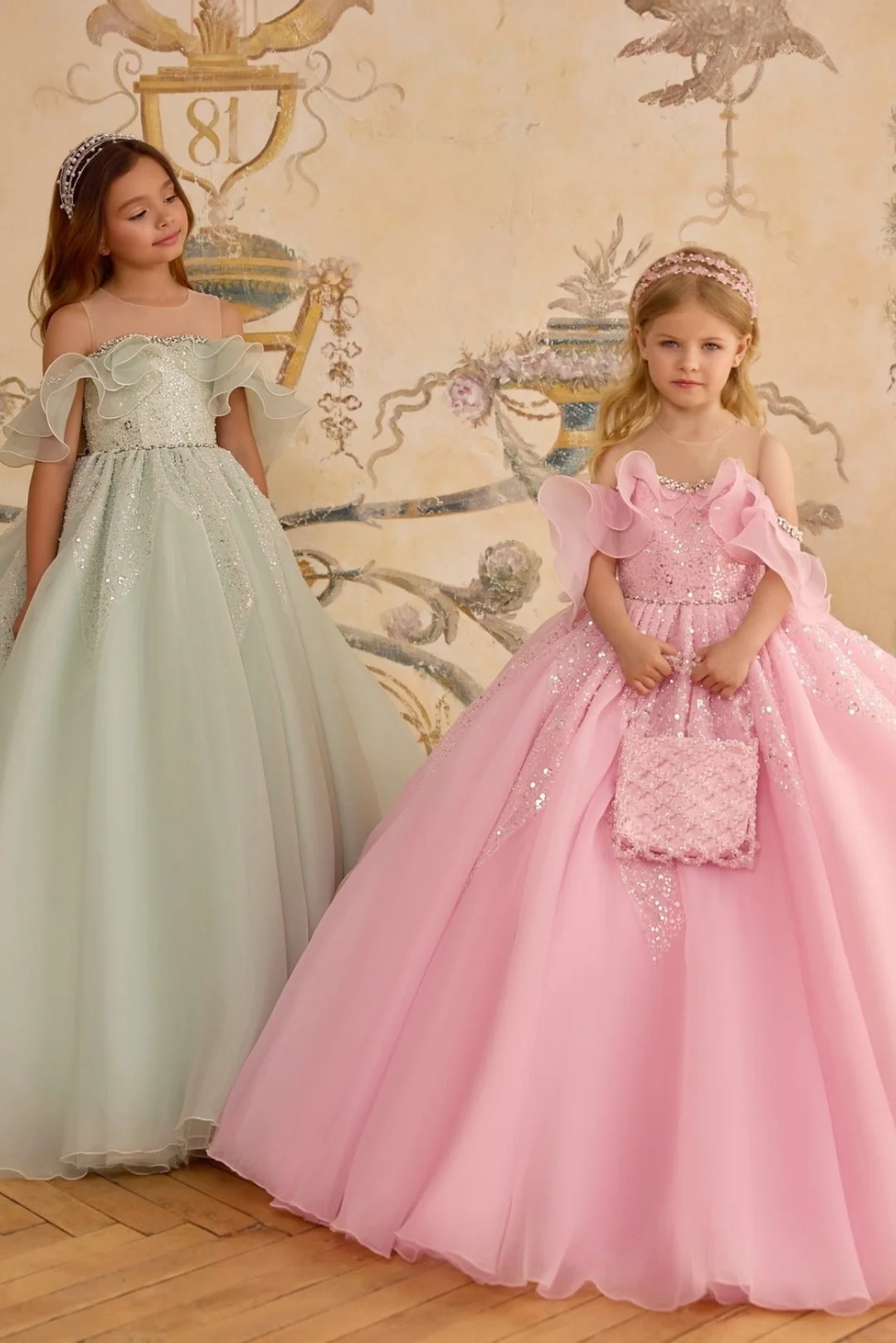 

Elegant Flower Girl Dress Quality TUlle Floral Appliques Elegant Floor Length Princess Birthday Party Ball Gowns Delicate Celebr