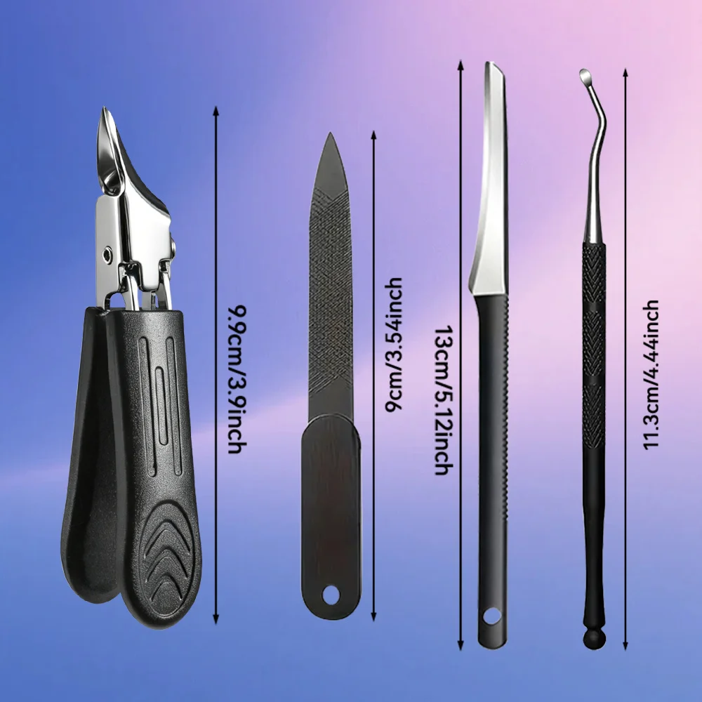 4pcs Premium Heavy-Duty Pedicure Kit Forged from Stainless Steel with Finely Sharpened Blades, Shock-Absorb Non-Slip Handle