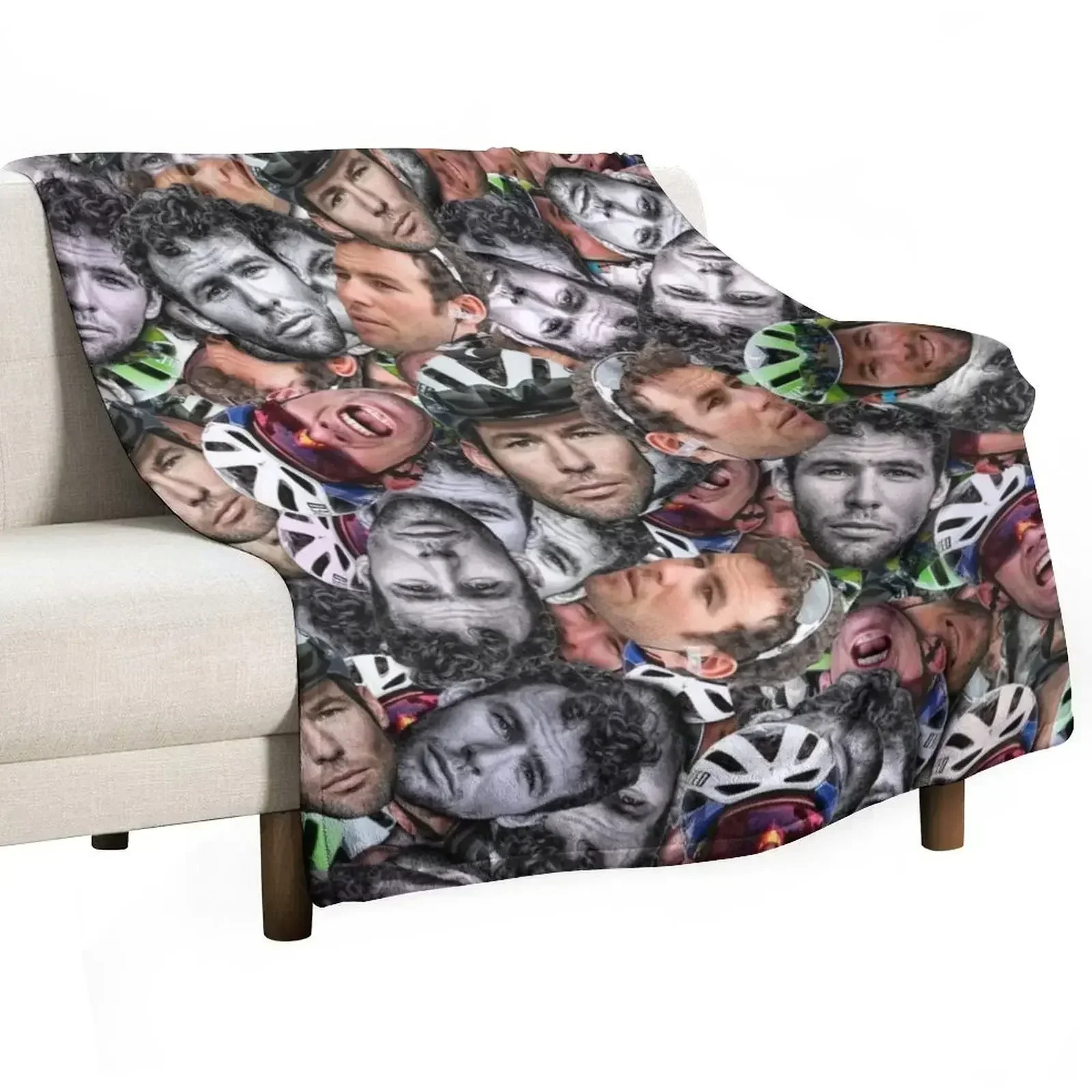 mark cavendish - professional road racing cyclist face pattern Throw Blanket Single valentine gift ideas Cute Blankets