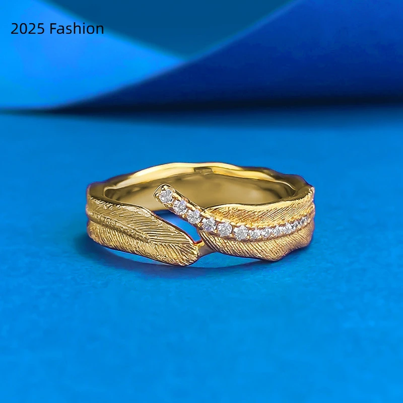 

Fashion 925 Sterling SilverItalian brushed vintage leaf with diamonds anillos Fine Jewelry Wedding Gift Women's Rings