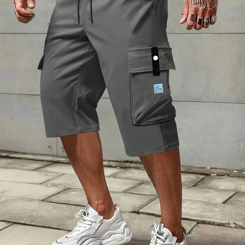 Men's Summer Ice Silk Quick-Dry Work Shorts Loose Fit with Multiple Pockets Casual Beach Pants Fashionable Sports Shorts