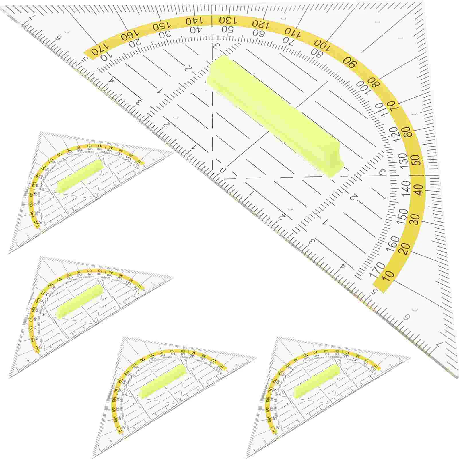 Reglas triangulares de dibujo, juego de reglas de medición de geometría, plástico, cuadrados, 5 piezas