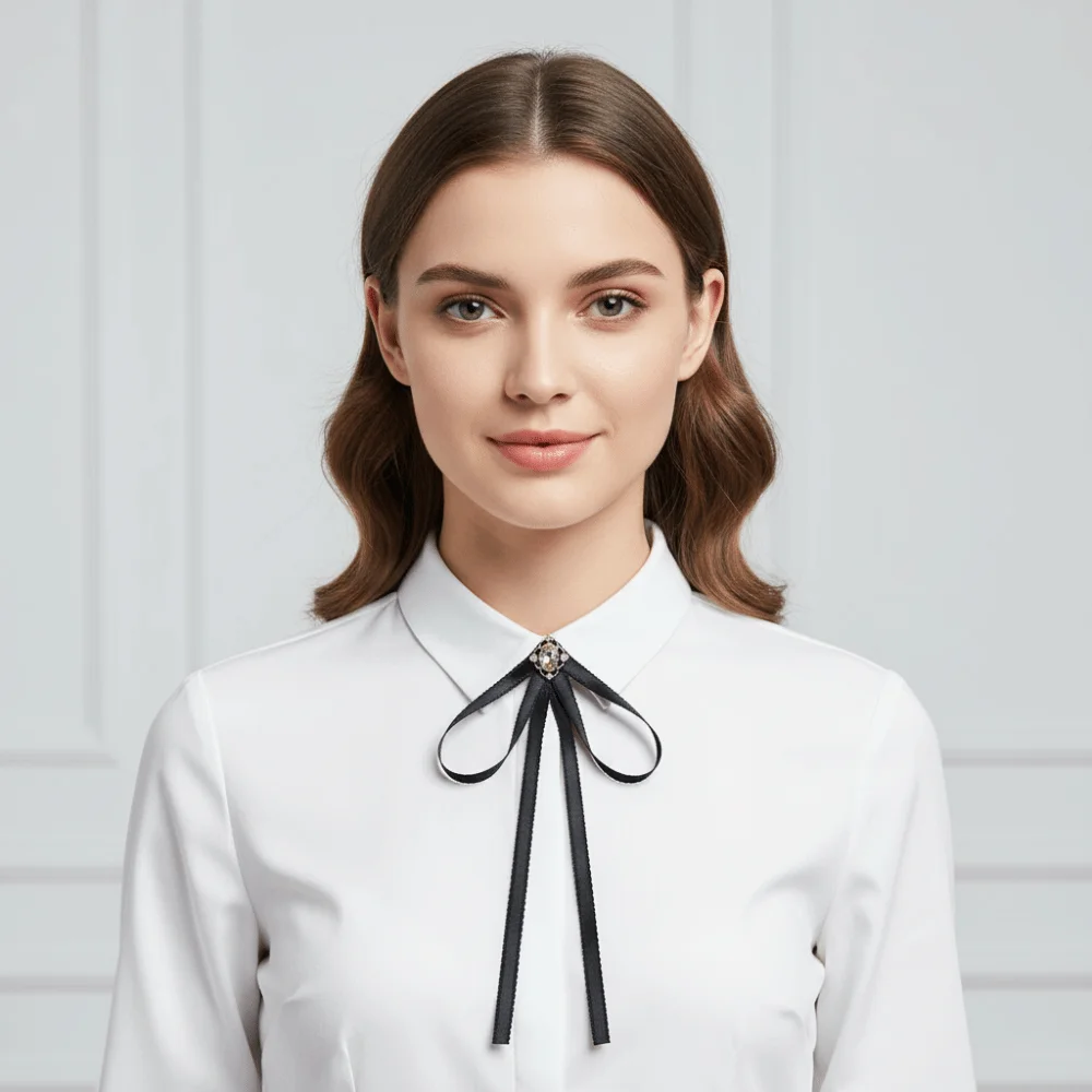 بسيط بلون أسود الشريط دبوس اللؤلؤ متعدد الطبقات القوس الأسود ربطة العنق JK لوليتا جنازة تذكارية دبوس الحداد