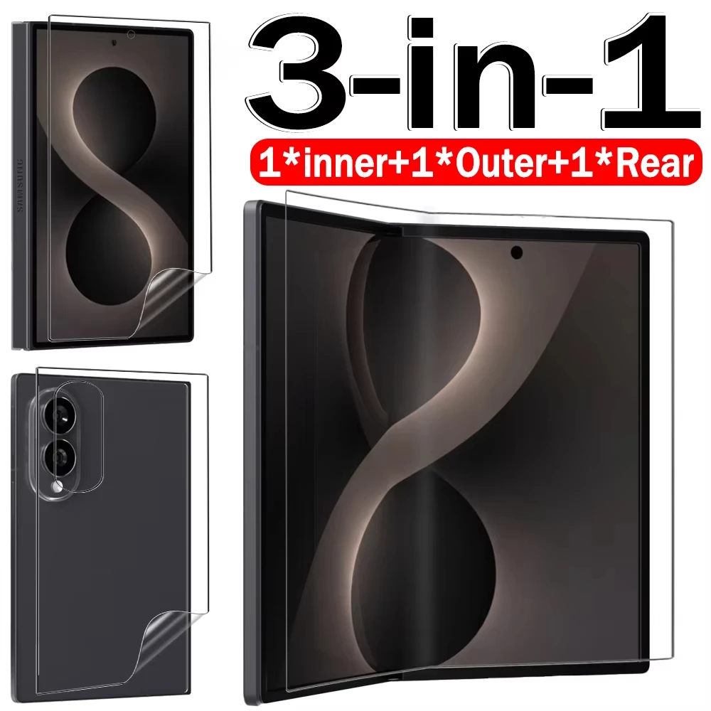 3in1 Hydrogel Film For Samsung Galaxy Z Fold 8 Ultra 7 6 5 8 Inner+Front+Back Screen Protector Film For Galaxy Z Flip 8 6 5 7 FE