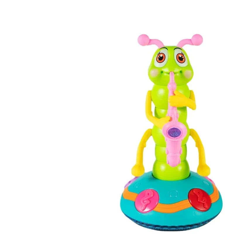 Kids Electric Twisting Caterpillar Toy, Universal Walking Singing Dancing Insect with Horn Saxophone Light, Baby Early Education
