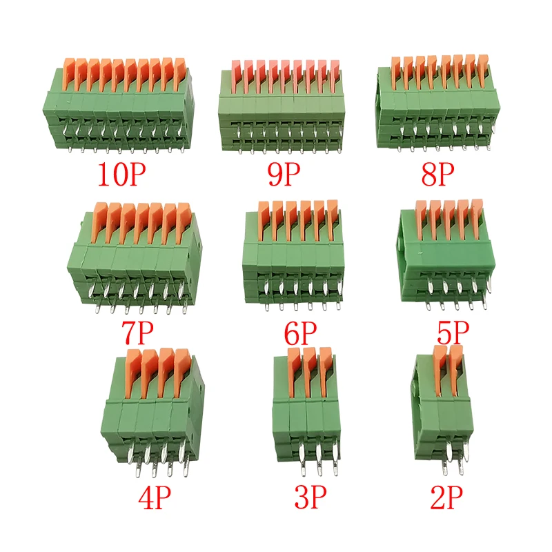 Bornes de montage PCB sans vis, KF141V, Connecteur de nuits, Broche droite, PCB politiquement als, Pas de 2.54mm, 2 broches, 3 broches, 4 broches, 5 broches, 6 broches, 7 broches, 8/10 broches, 10 pièces