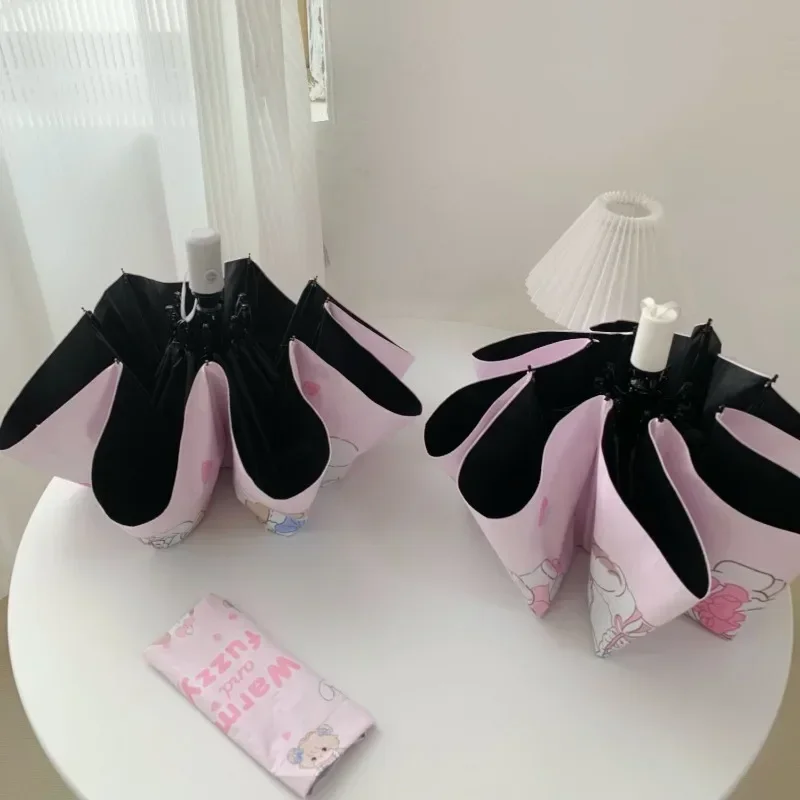 Mini-Guarda-chuva dobrável Kawaii Mikko para meninas, proteção UV, desenhos animados fofos, doce, estudante, sol, chuva, presentes para meninas, verão