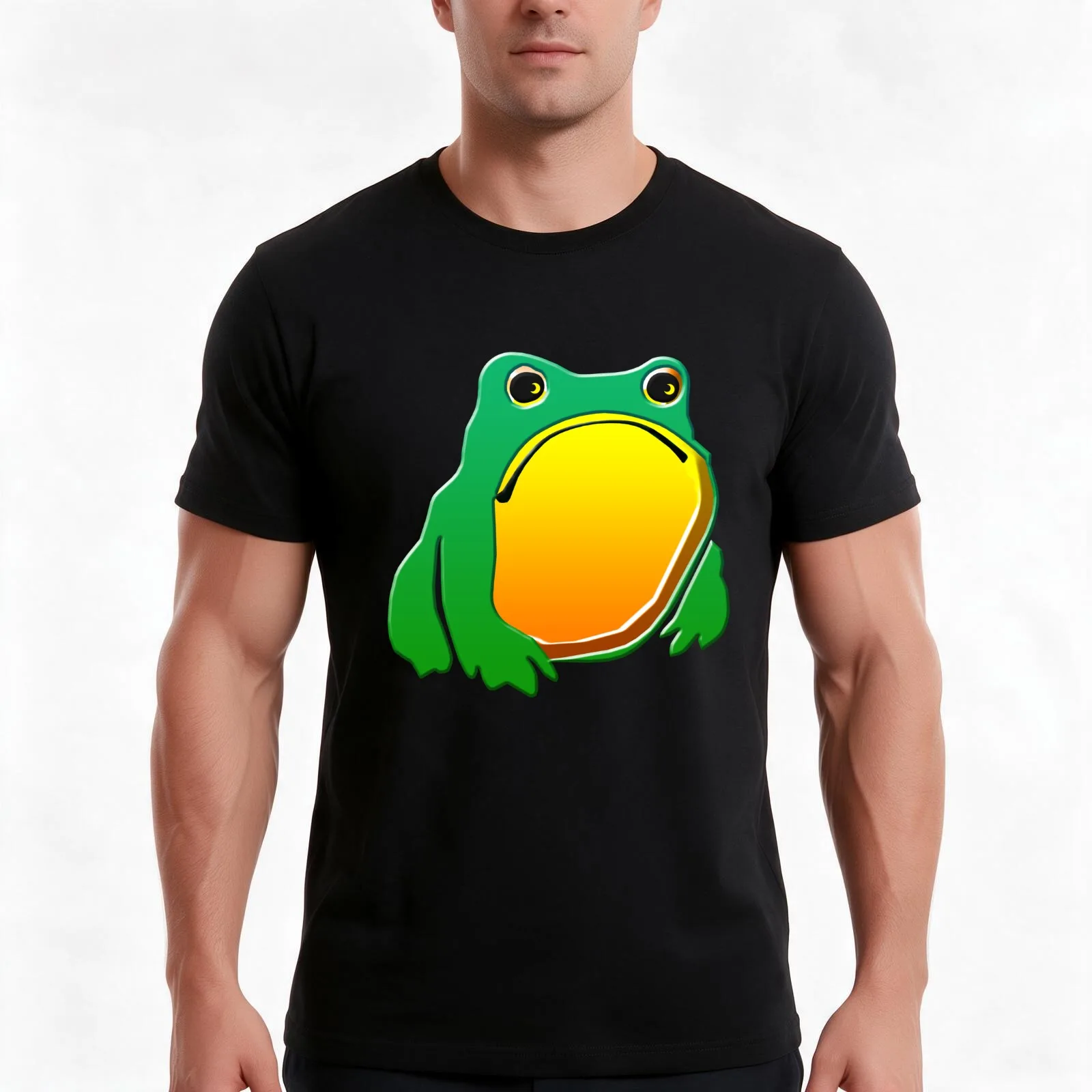 Grumpy Frog drawing Japanese art by Matsumoto Hoji T-Shirt, Summer Casual Cotton Tee, Oversized Streetwear Tops, 100% Cotton