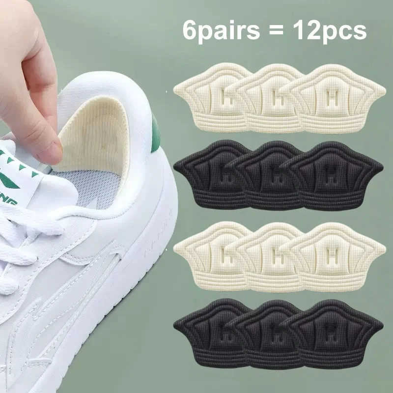 12Pcs Adjustable Heel Pads for Sports Shoes Anti-Wear Breathable Cushion Inserts, Self-Adhesive Back Stickers for Comfort Fit
