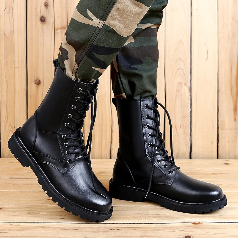 

Men Fashion Trends High Quality Anti-slip Wearable Ankle Riding Mountaineering Touring Breathable Leather Black Motorcycle Boots