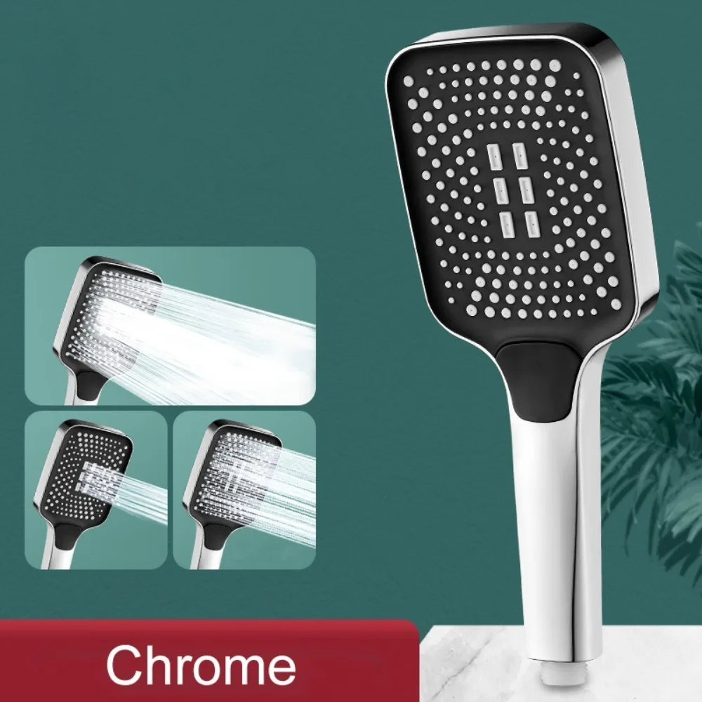 

Portable 3 Modes Shower Head Square Big Panel High Pressure Shower Sprayer Water-saving Sprinkler