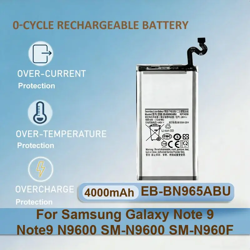 

EB-BN965ABU Аккумулятор мобильного телефона для Samsung Galaxy Note 9 Note9 N9600 SM-N9600 SM-N960F 4000 мАч Реальная емкость
