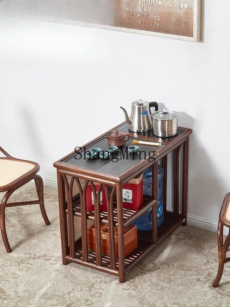 

CL cabinet wabi-sabi wind black integrated tea table side cabinet tea table boiling water cabinet