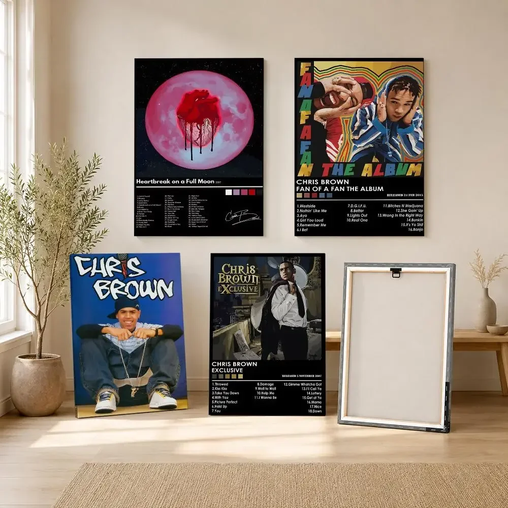 C-Chris Brown Singer Painting Calligraphy Framed Canvas Wall Art Print | Modern Poster | Home Hallway Decor