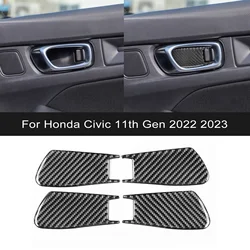 For Honda Civic 11th Gen 2022 2023 Carbon Fiber Car Inner Door Bowl Panel Decoration Stickers Auto Interior Protective Trim