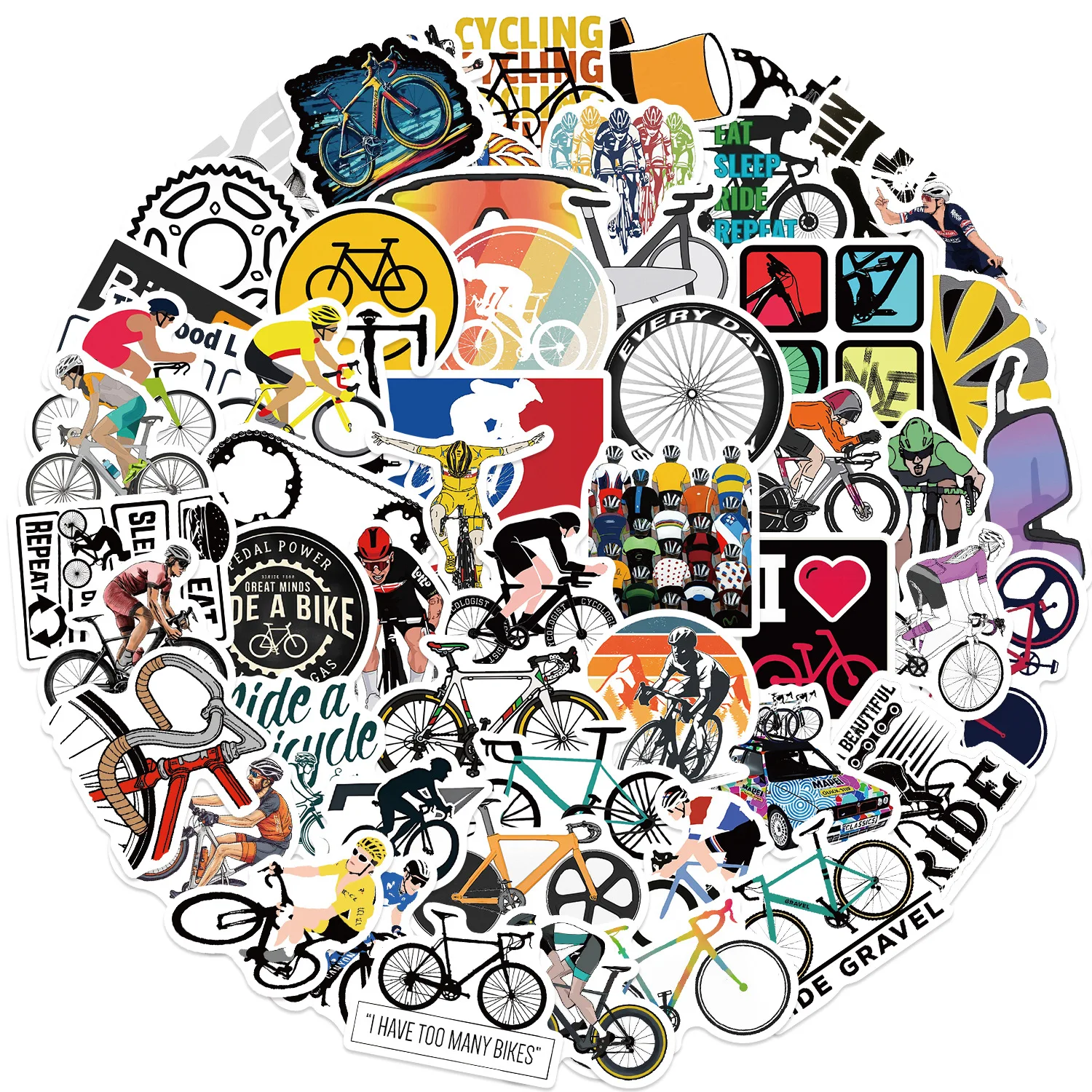 60PCS Bike Lover & Cycling Sport Stickers Laptop Graffiti Skateboard Waterproof Scrapbooking Phone Cup Luggage Sticker Decals