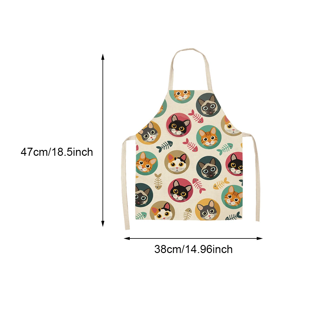 Baking Home Girl Kitchen Apron Cute Adjustable Strap Cooking Party Neck Hanging For Kids Painting Cat Print Adult Clean Supplies