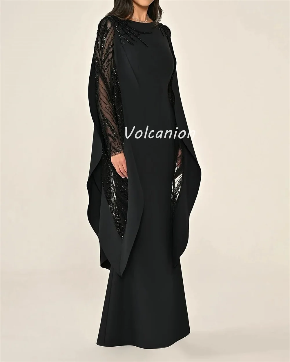 Customized Classic High Quality Jersey Rhinestone Beading Sequined Draped Straight O-Neck Long Dresses Bespoke Occasion Dresses