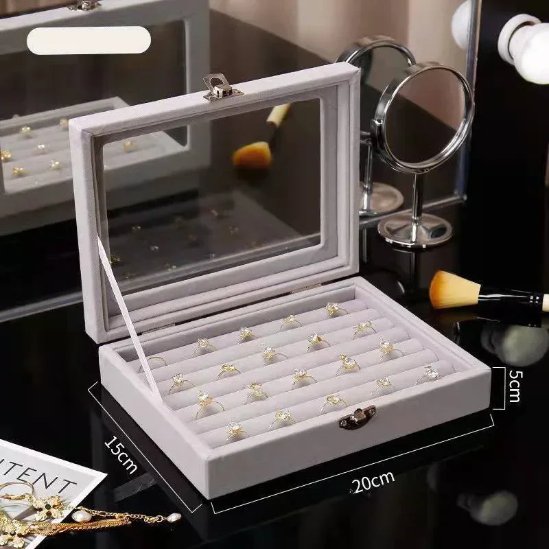 Jewelry Storage Box Earring Ring Jewelry Display Box Jewelry Classification Dustproof Transparent Flip Lid Jewelry Bo