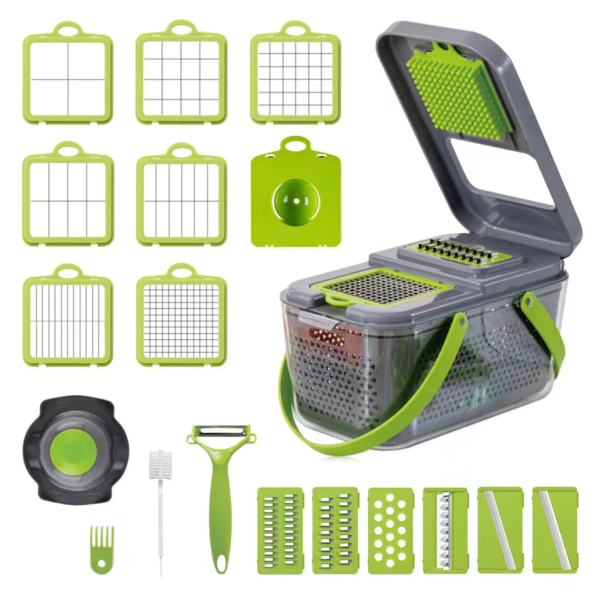 

Vegetable Cutter, Multifunctional Mandolin Vegetable Slicer Cutter Dice Cutter with 13 Interchangeable Blades Vegetable Chopper