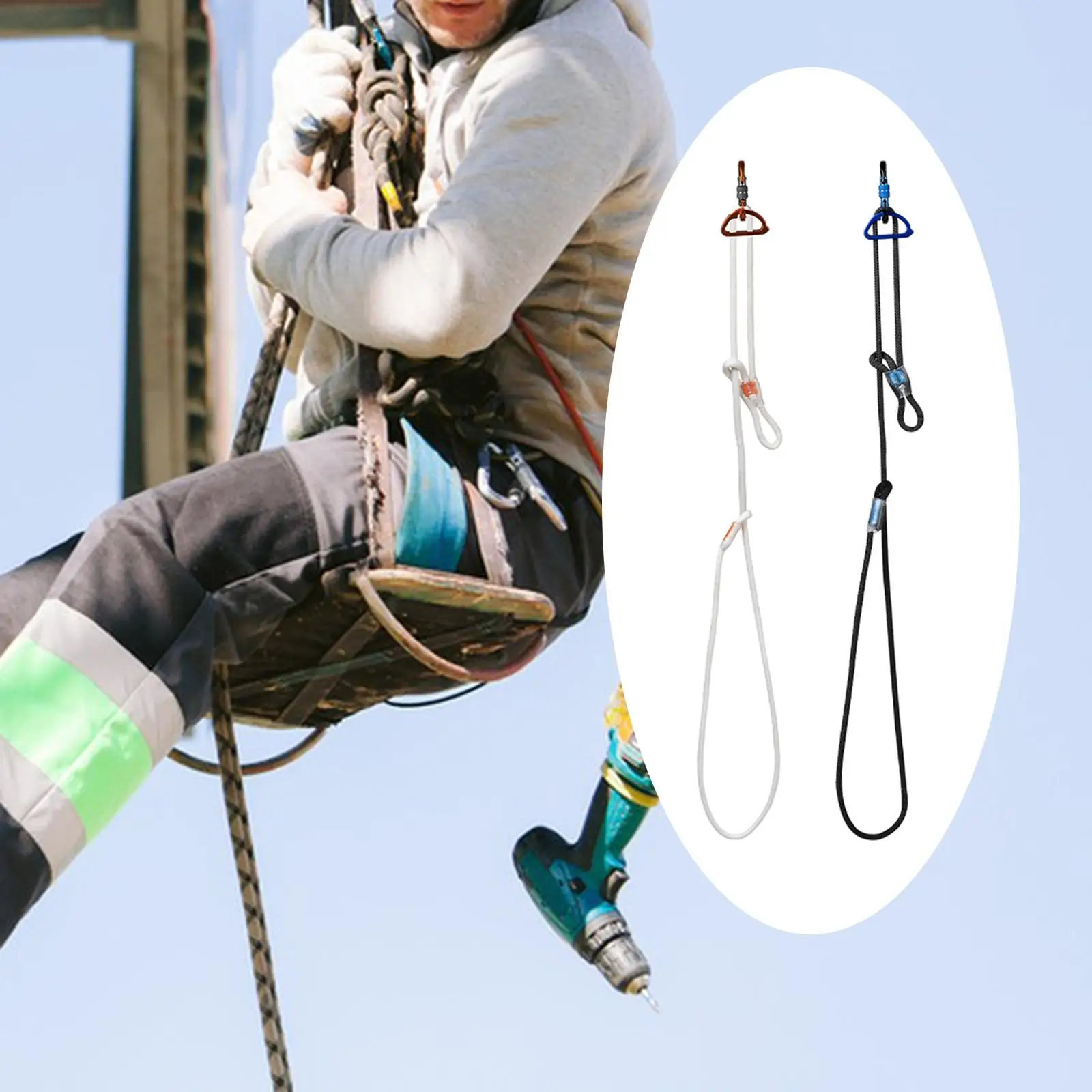 

Tether Tool Lanyard Adjustable Loop End Portable Anti Lost Rope with Aluminum Alloy Carabiner for Climbing Hiking Accessory