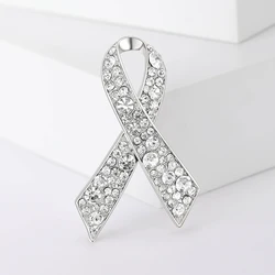 Rhinestone Ribbon Pins for Women Bow Brooches Breast Cancer Red Ribbons Event Party Backpack Decoration Clothes Accessories