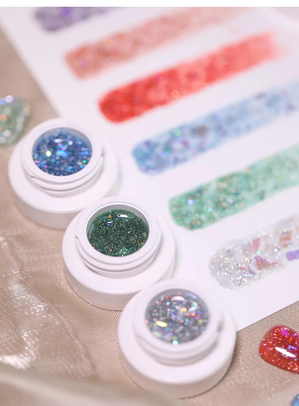 Vendeeni 6 Farben/Set Transparenter Aurora Broken Diamond Gel Nagellack UV Soak Off Gel Lack Glitzer Pailletten Jelly Gel Lack – Detail 9