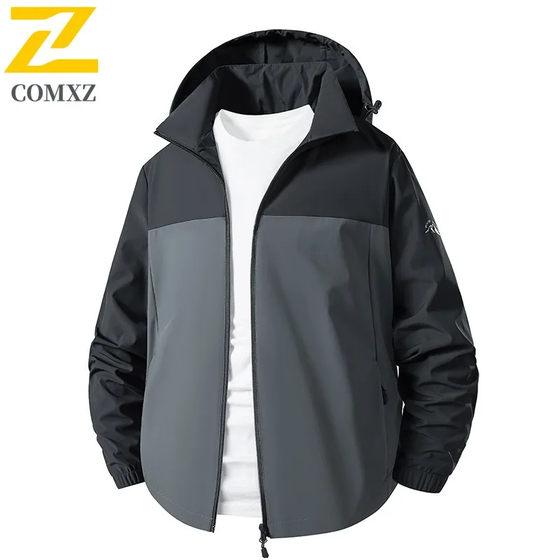 

COMXZ Luxurious Men Jacket 2025 Detachable Hooded Outdoor Mountaineering Windproof Coat Hunting Autumn Lightweight Windbreaker