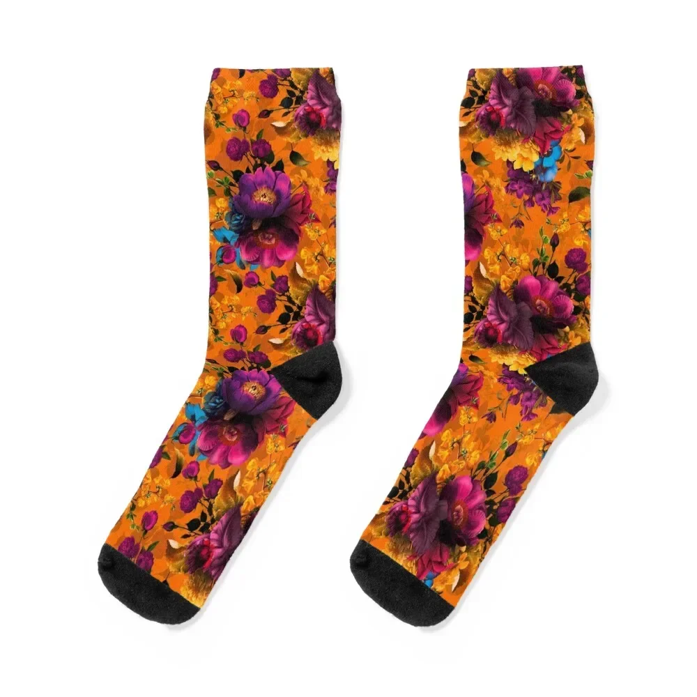 Moody florals - Mystic Botanical Night Garden 6 Socks bright garter hiphop anti slip football Argentina Women Socks Men's