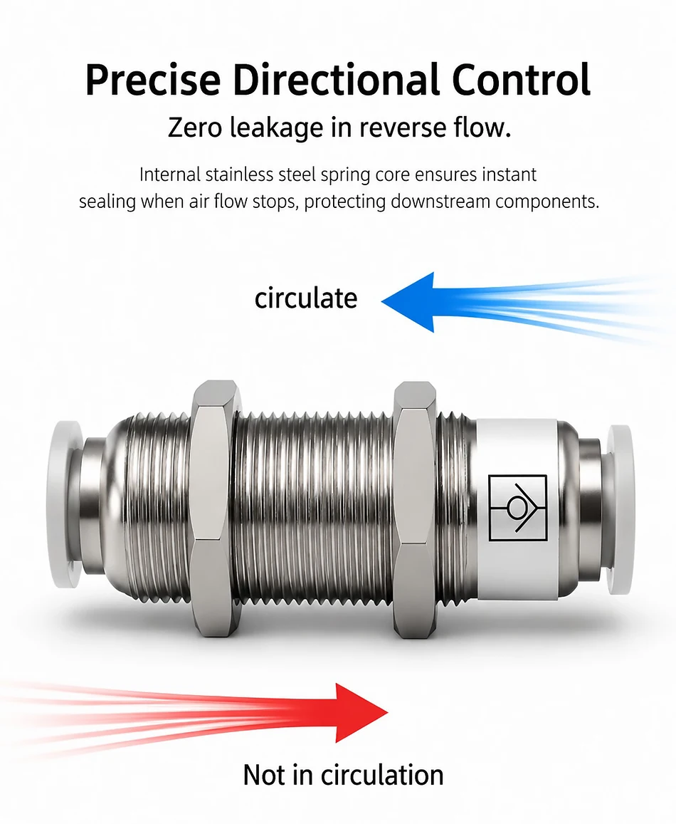 1PCS Pneumatic One-way Through Panel Non Return Check Valve SPM 4mm 6mm 8mm 10mm 12mm Push In Quick Connect Air Hose Fitting T&I Online Store