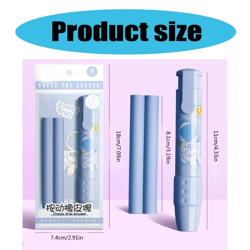Borradores mecánicos retráctiles Borradores empujables dibujos animados Borradores lápiz para niña