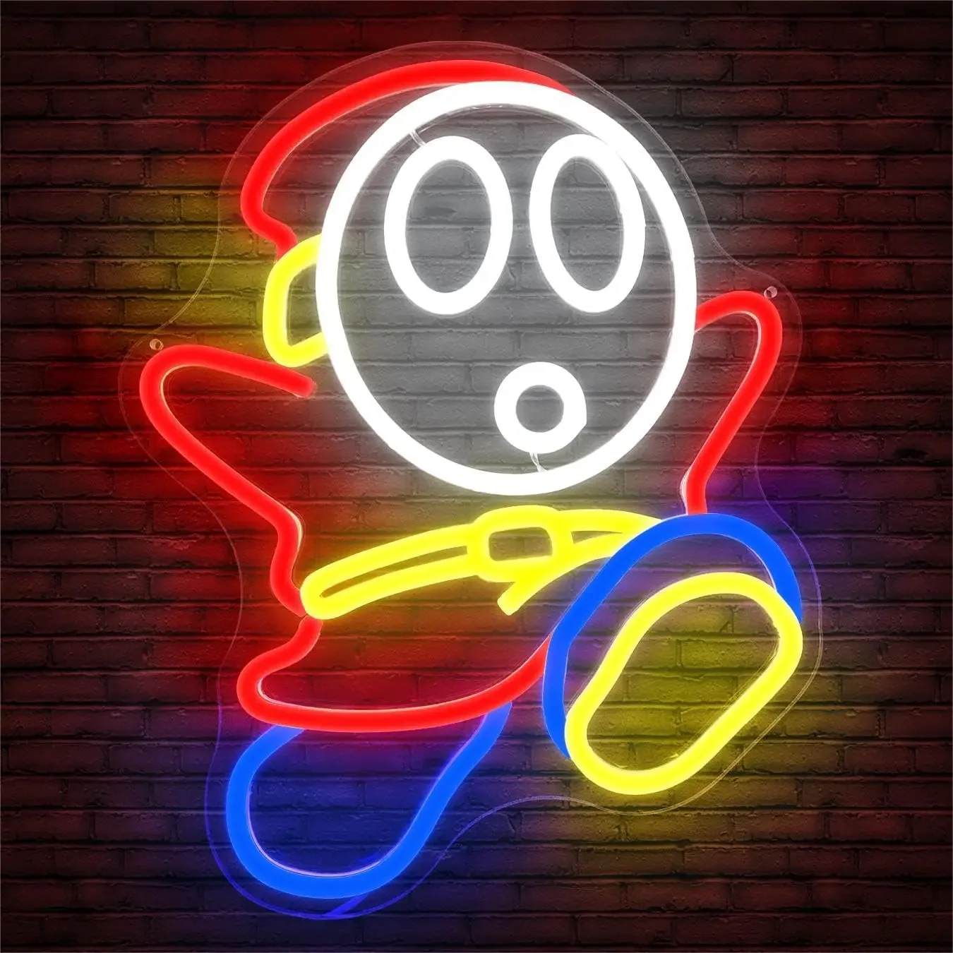 Shy Guy 게임 네온 사인 유령 LED 네온 조명, 침실 어린이 게임 룸, 남자 동굴 생일 할로윈 장식