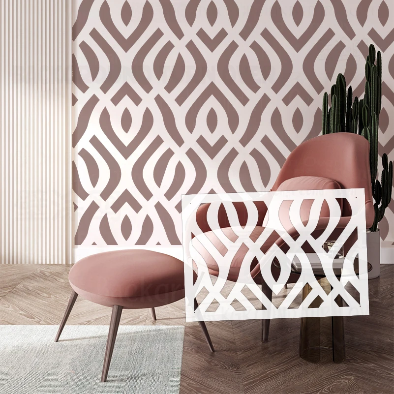 30cm - 70cm Stencil For Painting Plaster Wall Decor Template Putty Decors Furniture Makers Target Rococo Geometric Pattern S460