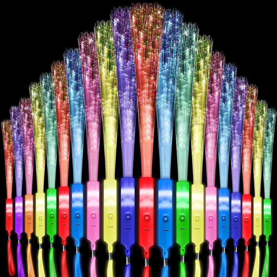 

Pack Multicolor Fiber Optic Wand Glow Wand LED Light Up Wand Bulk with 3 Flashing Models Flashing Sticks for Glow in The Dark Bi