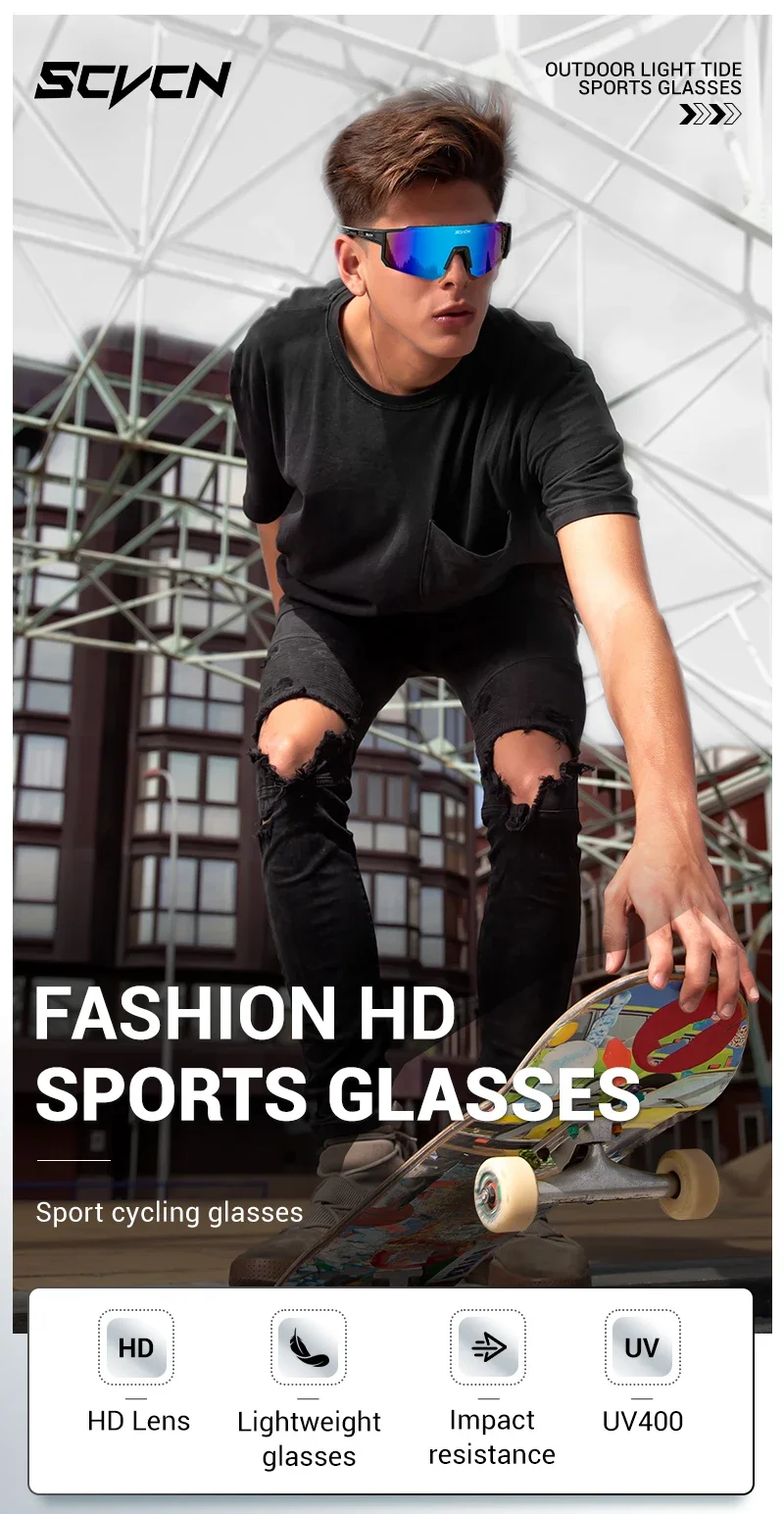 SCVCN Heißer Radfahren UV400 Sonnenbrille Männer Frauen MTB Outdoor Fahren Fahrrad Brille Sport Klettern Schutzbrille Fahrrad Brille – Detail 1