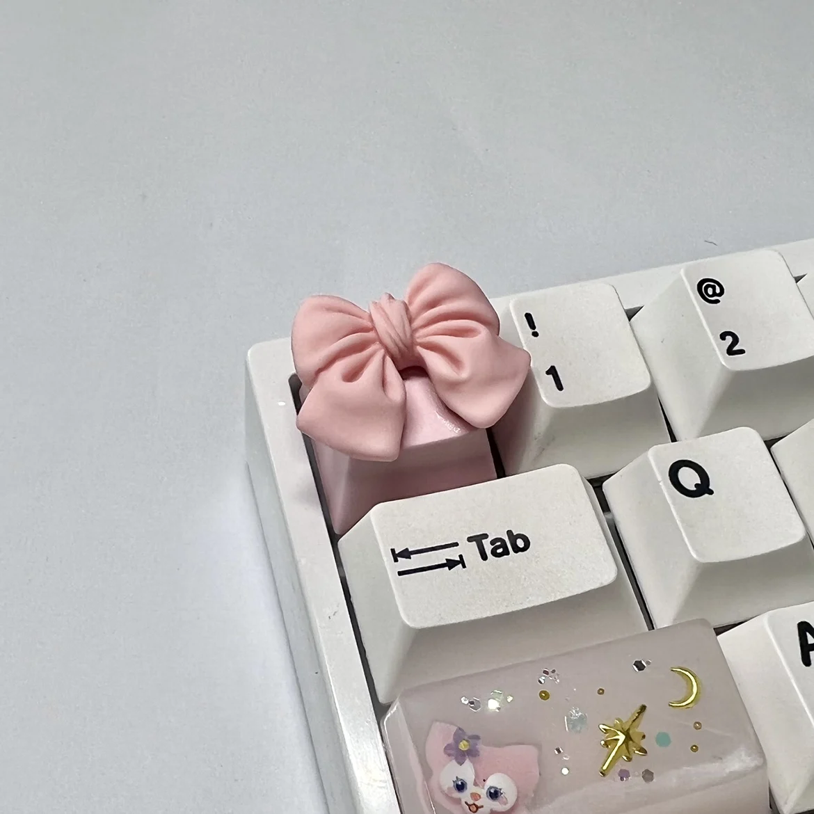 IDeal Cute Bowknot ABS Keycaps OEM R4 Cross Shaft Mechanical Gaming Keyboard Personality ESC Key Cap No Backlit Pink White Cap