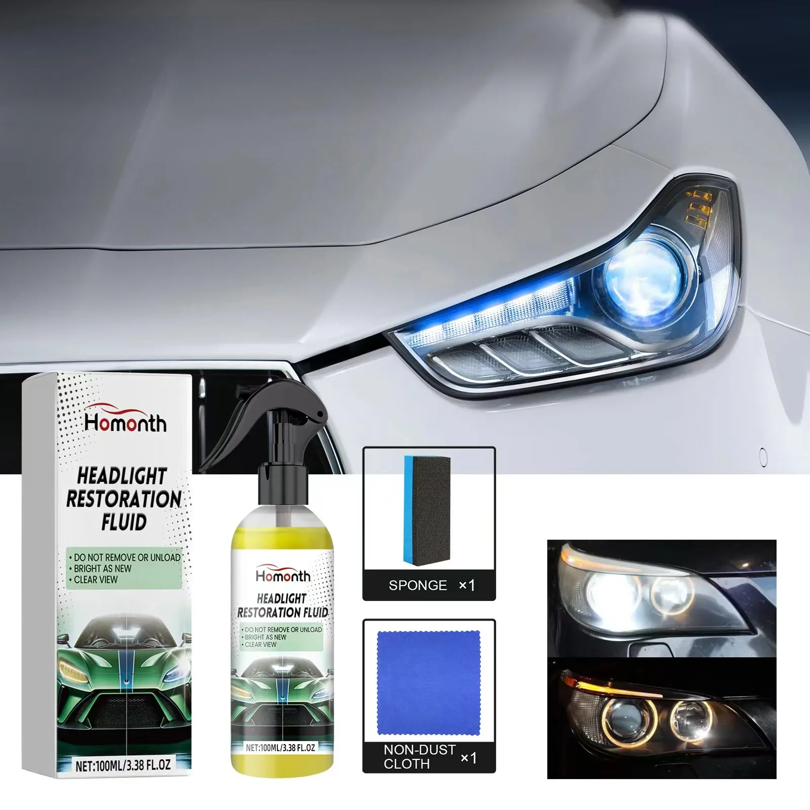 Car Headlight Polishing Agent Scratch Remover Repair  Renewal Polish Liquid Headlight Restoration Kit Auto Accessories