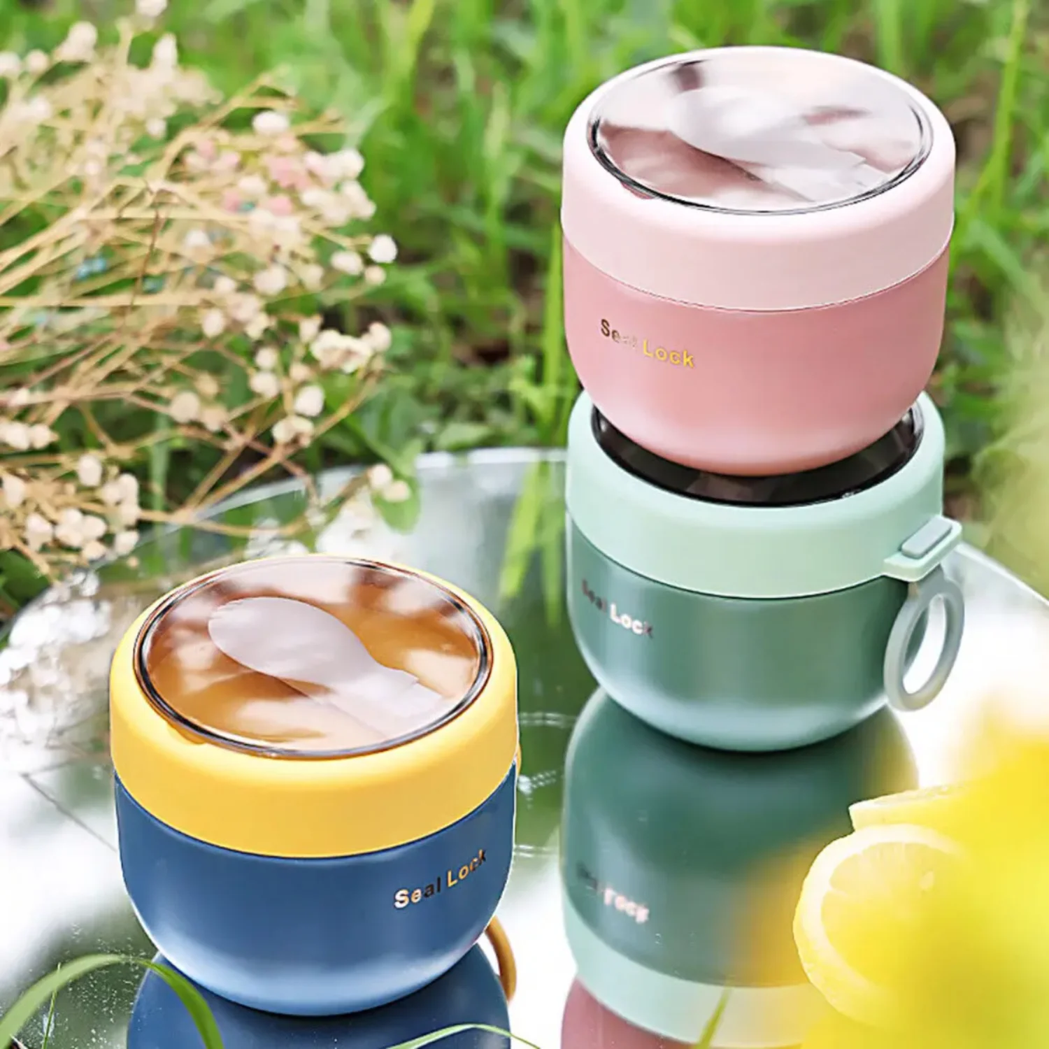 

Stainless Steel Lunch Box Drinking Cup With Spoon Food Thermal Jar Insulated Soup Thermos Containers Thermos lunchbox Bag