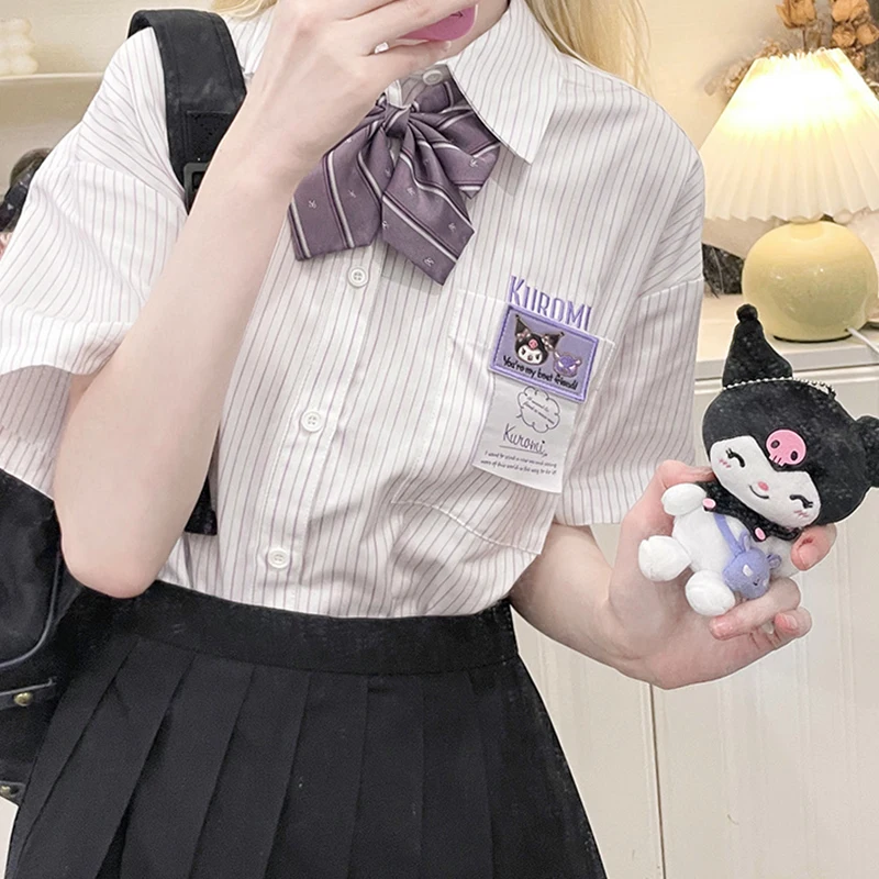 Melody Cinnamoroll Cute Short Sleeve Shirts Women Sanrio Designer College Style Summer Girl Blouse Clothes Y2K New Fashion Tops