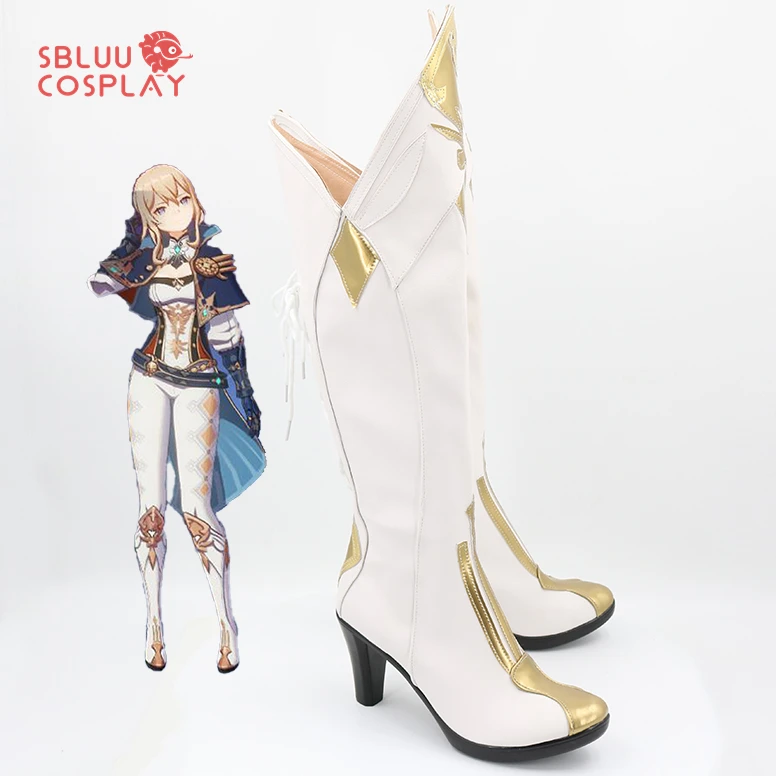 Genshin Impact Jean Gunnhildr scarpe Cosplay stivali fantasia festa di Halloween su misura