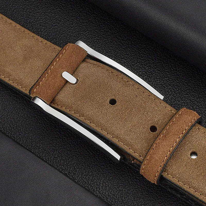 High Quality Casual Men Designer Fashion Pin Buckle Leather belts Luxury Famous Brand young Jeans Brown Genuine Leather Belt