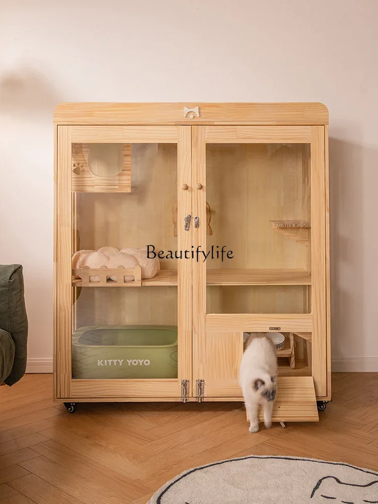 X4 Solid Wood Cat Cage NonCovering Home Indoor Cat House Pet House