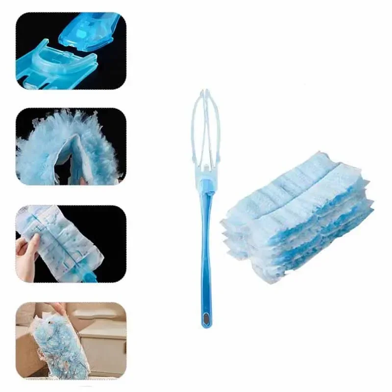 Duster with Handle Wash-Free Home Cleaning Duster Handheld Electrostatic Adsorption Dust Cleaner with Hanging Hook