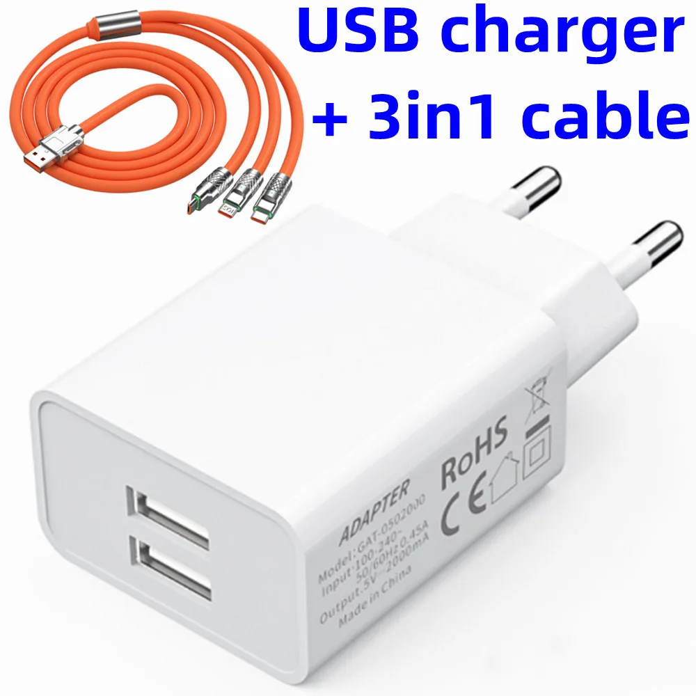 CE 5V 1a 2A 3A Mobile Phone Charger USB Power Supply Adapter Electrical Socket EU US Plug Wall Adaptor Match Type C Charge Cable