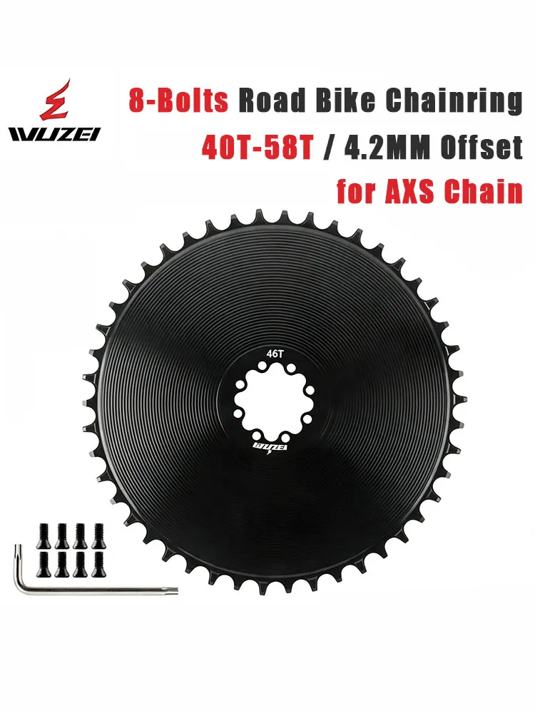 WUZEI 8-Loch Rennrad-Kettenblatt für SRAM AXS Force Red Kette 40T-58T Fahrrad-Kettenrad 4,2mm Offset