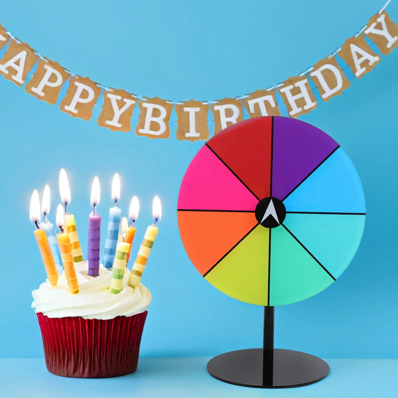 

Acrylic Spinning Game Wheel Heavy Duty Base Dry Erase Surface Colorful Tabletop Prize Wheel Party Trade Show Raffle Game