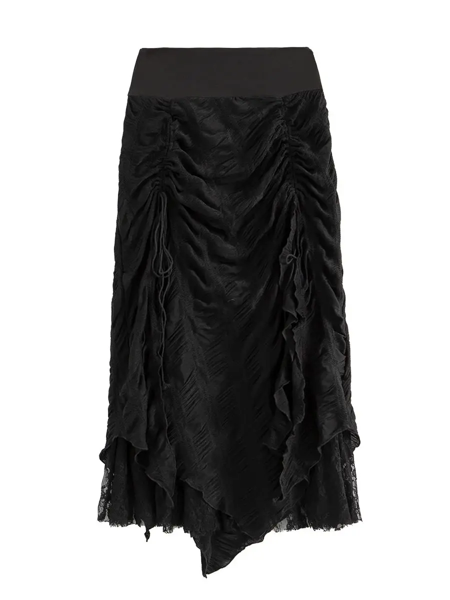 2025 otoño mujer Dark Academia 2000s falda Midi estética Gyaru Coquette japonés Y2k Cyber Punk Goth Harajuku falda drapeada