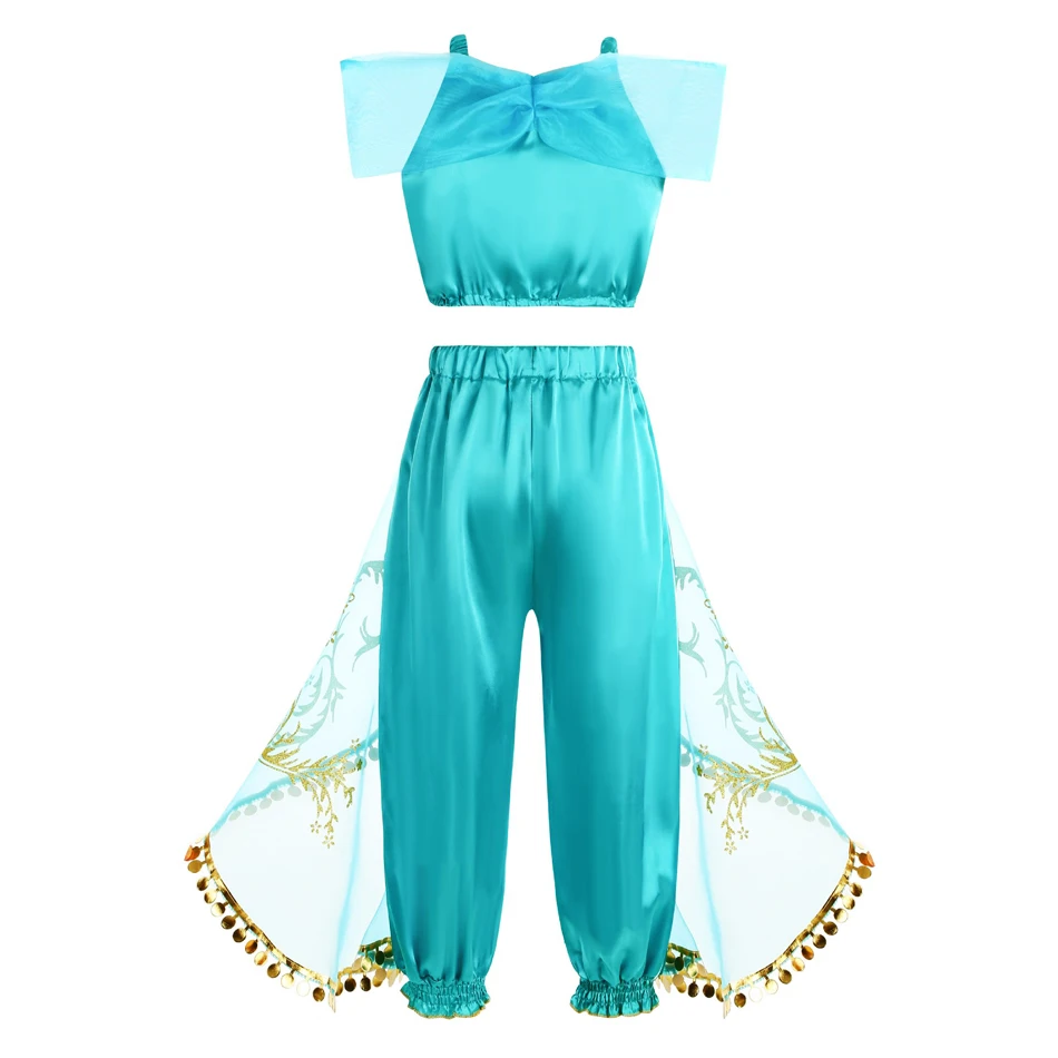 Girls Jasmine Fantasy Costume Arabian Princess Clothes Halloween Children's Day Gift For Girls Hot Sale Christmas Birthday Gift - Image 2